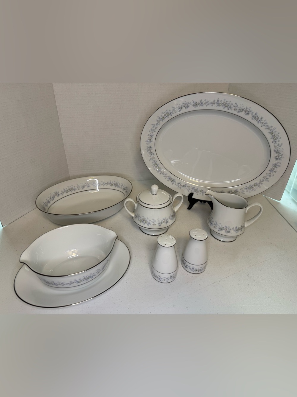 Noritake Marywood 2181 Oval Serving Bowl & Platter, Sugar & Creamer & S&P